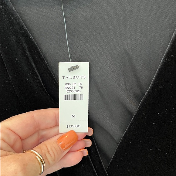 Talbots Elegant Black Velvet Dress - Sz M - New - Picture 3 of 4
